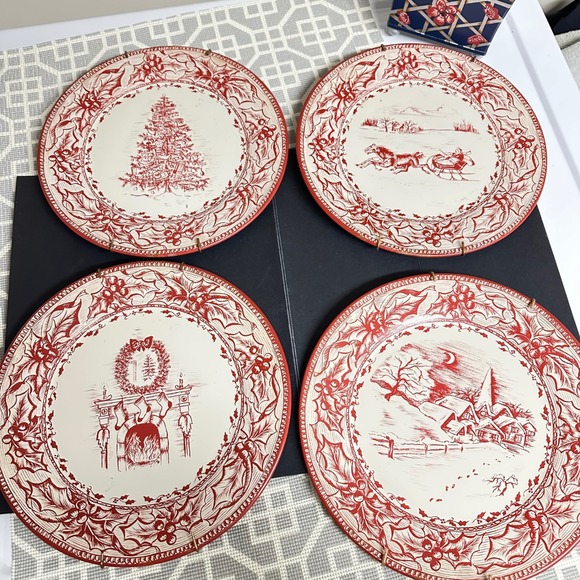Restoration Hardware Other - Restoration Hardware 2003 Vintage Holiday Christmas Tin Plates Decor 4 Piece Set
